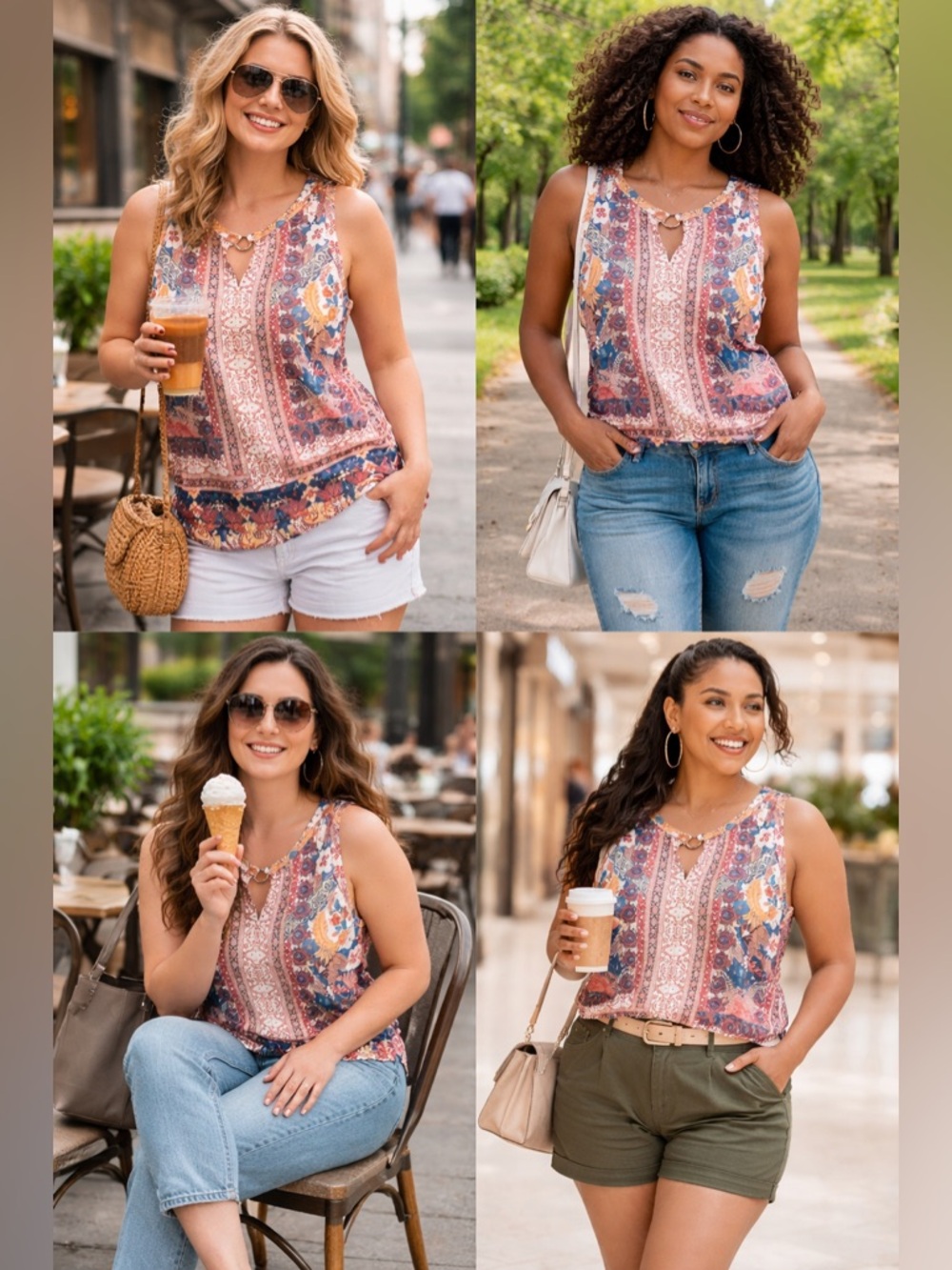 Bohemian Print Sleeveless Top
